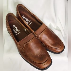 Hotter Women's Leather Faith Tan Brown Ortholite Stability Slip-on Size 9.5